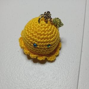 Handmade baby octopus keychain with seashell charm